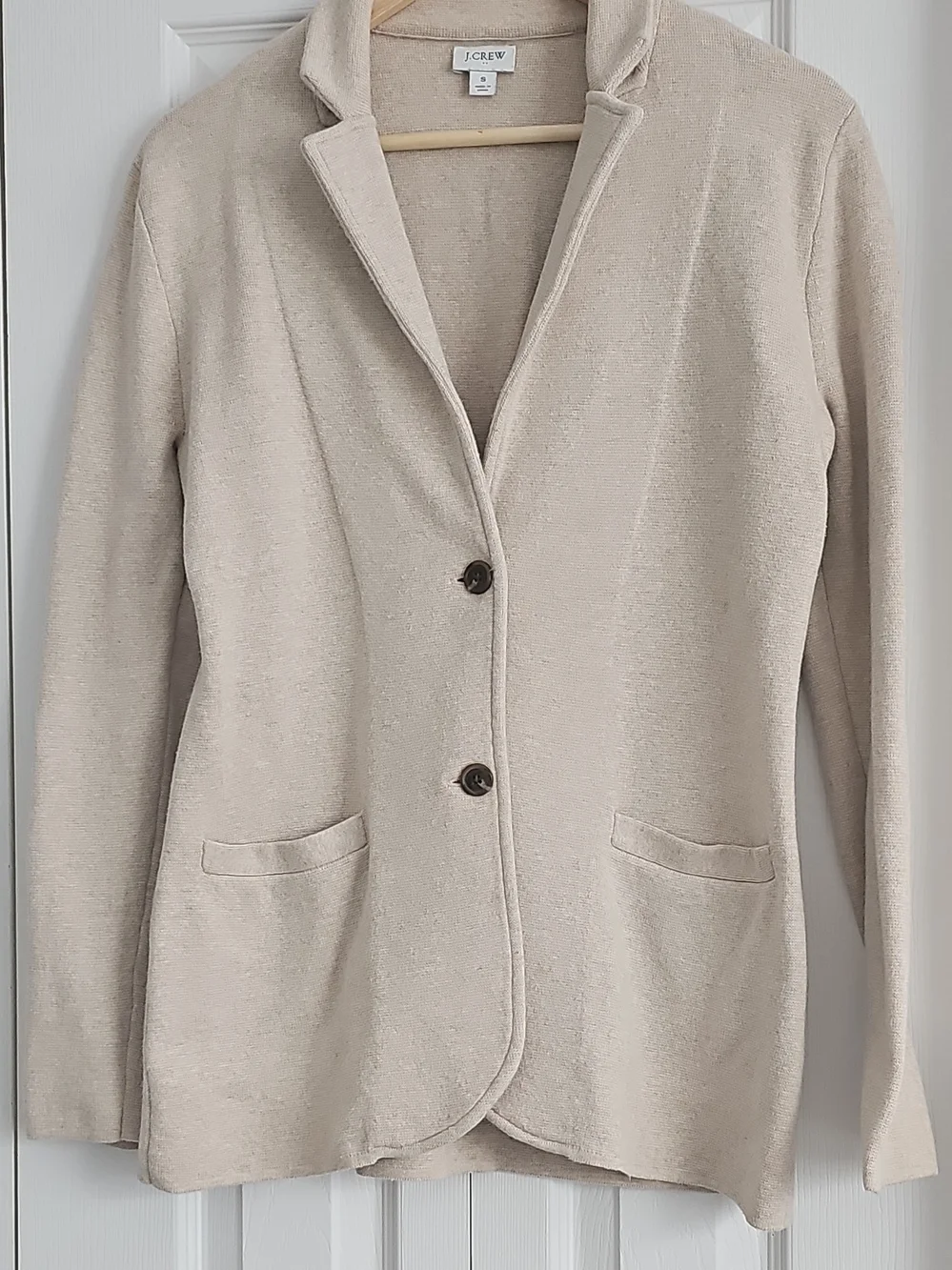 J. Crew Beige Knit Blazer Jacket, C0tton, S